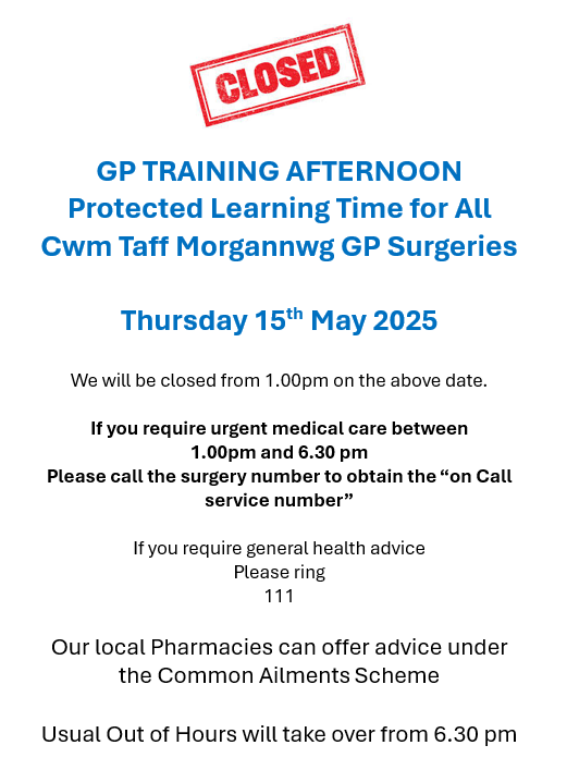 Training afternoon Closure - 15 May 2025 Training afternoon Closure - 15 May 2025
